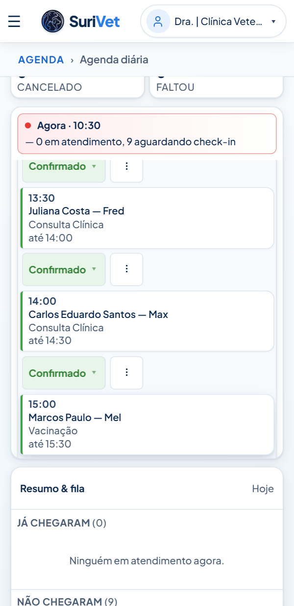 Agenda real com consulta confirmada pelo WhatsApp